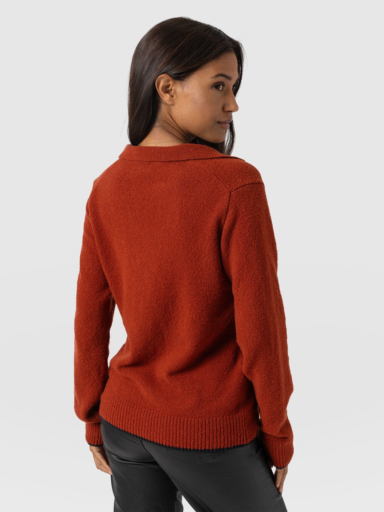 Delphi Polo Knit - Burnt Orange - Women's T-shirts | Saint + Sofia® EU
